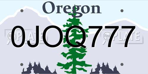0JOQ777 Oregon License Plate