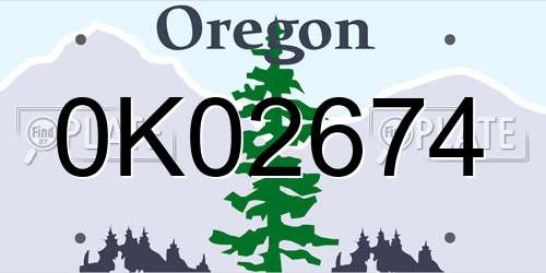 0K02674 Oregon License Plate