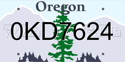 0KD7624 Oregon License Plate