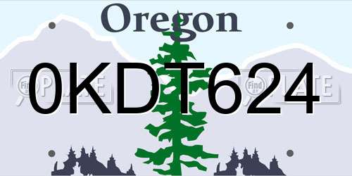 0KDT624 Oregon License Plate