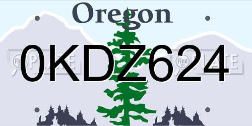 0KDZ624 Oregon License Plate