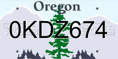 0KDZ674 Oregon License Plate