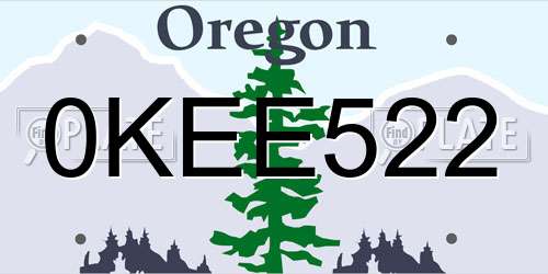 0KEE522 Oregon License Plate