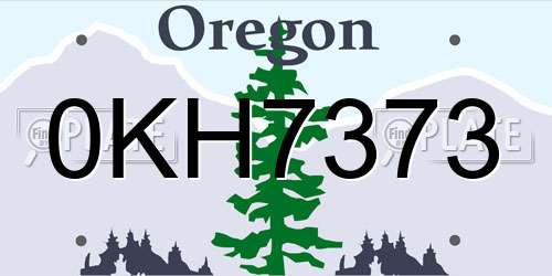 0KH7373 Oregon License Plate