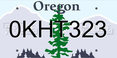 0KHT323 Oregon License Plate