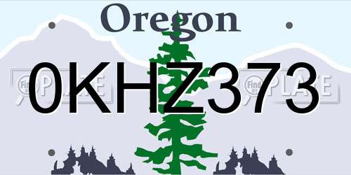 0KHZ373 Oregon License Plate