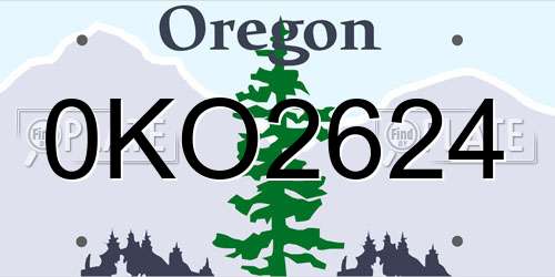 0KO2624 Oregon License Plate