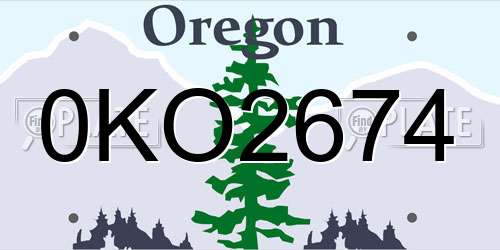 0KO2674 Oregon License Plate