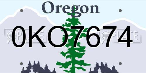 0KO7674 Oregon License Plate