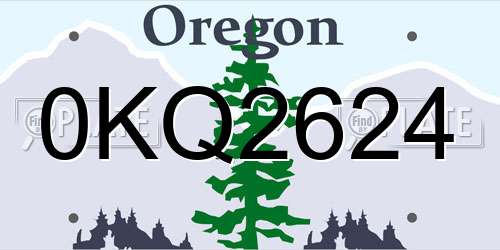 0KQ2624 Oregon License Plate