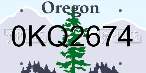 0KQ2674 Oregon License Plate
