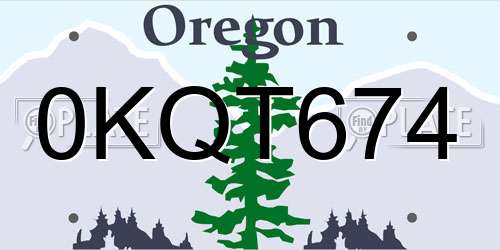 0KQT674 Oregon License Plate
