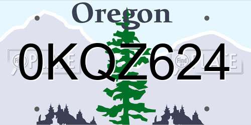 0KQZ624 Oregon License Plate