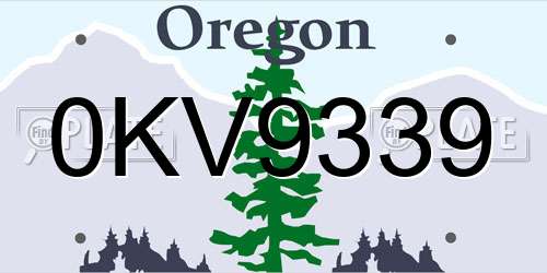 0KV9339 Oregon License Plate