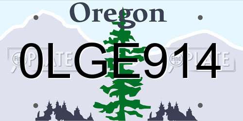 0LGE914 Oregon License Plate