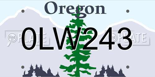 0LW243 Oregon License Plate