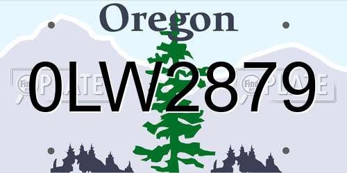 0LW2879 Oregon License Plate