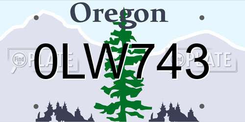 0LW743 Oregon License Plate