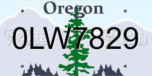 0LW7829 Oregon License Plate