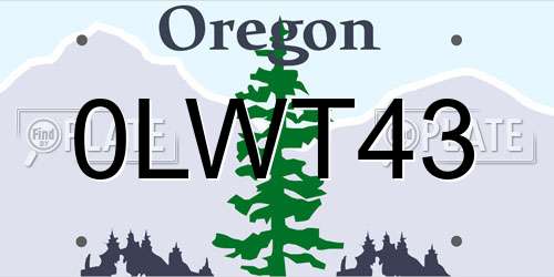 0LWT43 Oregon License Plate