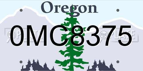 0MC8375 Oregon License Plate