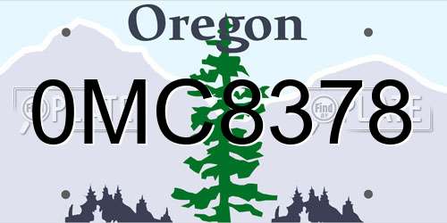 0MC8378 Oregon License Plate