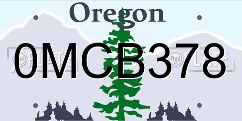 0MCB378 Oregon License Plate