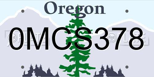 0MCS378 Oregon License Plate