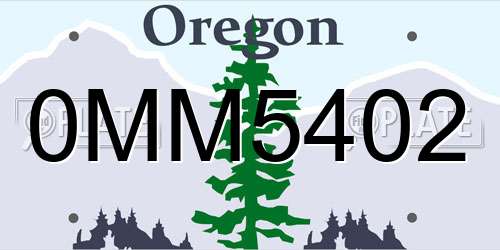 0MM5402 Oregon License Plate