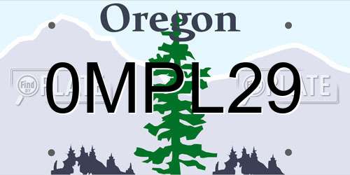 0MPL29 Oregon License Plate
