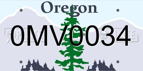 0MV0034 Oregon License Plate
