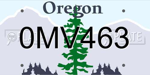 0MV463 Oregon License Plate