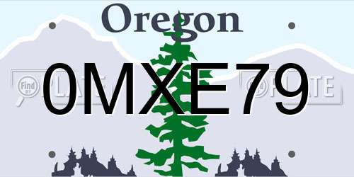 0MXE79 Oregon License Plate