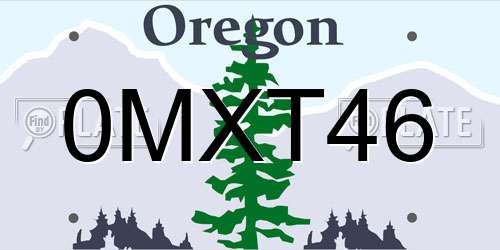 0MXT46 Oregon License Plate
