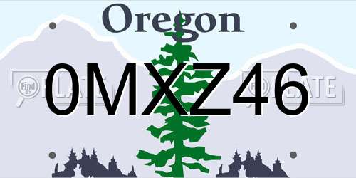 0MXZ46 Oregon License Plate