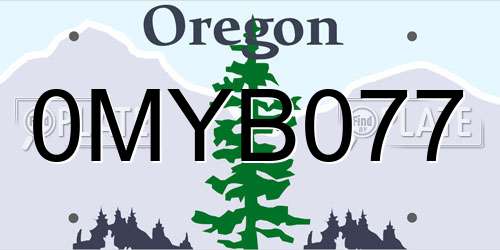 0MYB077 Oregon License Plate