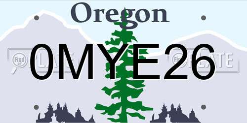 0MYE26 Oregon License Plate
