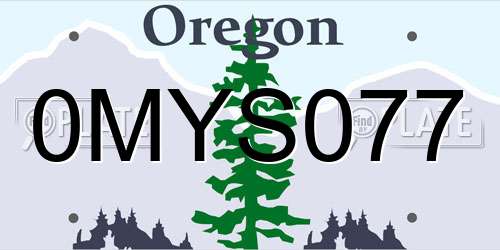 0MYS077 Oregon License Plate