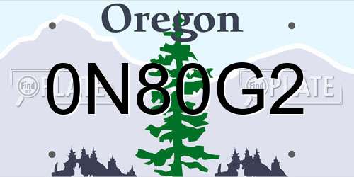 0N80G2 Oregon License Plate