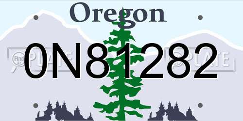 0N81282 Oregon License Plate