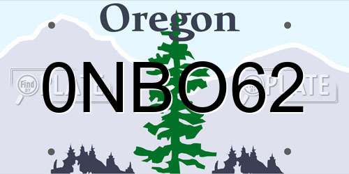 0NBO62 Oregon License Plate
