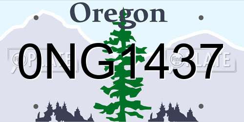 0NG1437 Oregon License Plate