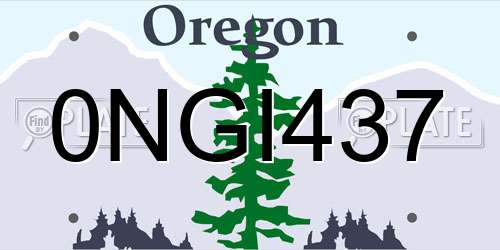 0NGI437 Oregon License Plate