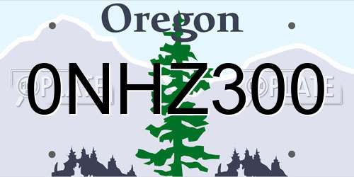 0NHZ300 Oregon License Plate