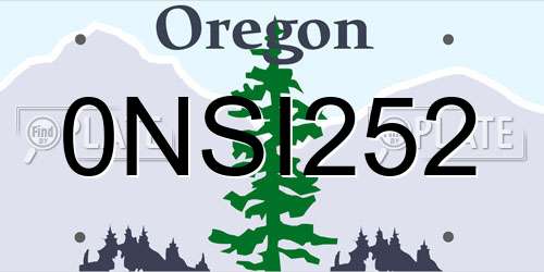 0NSI252 Oregon License Plate