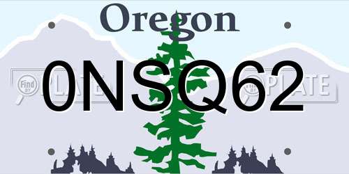 0NSQ62 Oregon License Plate