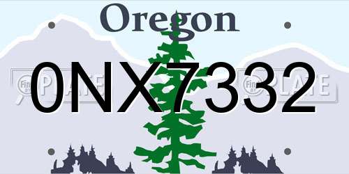0NX7332 Oregon License Plate
