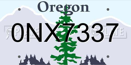 0NX7337 Oregon License Plate