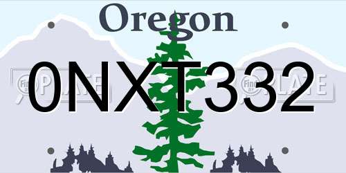 0NXT332 Oregon License Plate