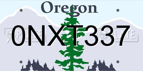 0NXT337 Oregon License Plate